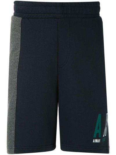 Armani Exchange Colour Block Fleece Bermuda Shorts Kurze Hose Herren Blau Grau | 75HR2SJD