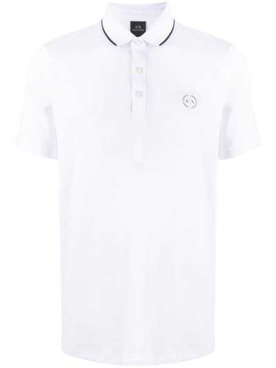 Armani Exchange Embroidered Logo Polo Hemd Herren Weiß | 8WSJW4CE