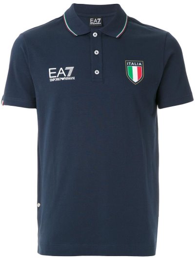 Ea7 Emporio Armani Chest Logo Polo Hemd Herren Blau | B55IR29X