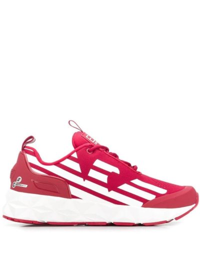 Ea7 Emporio Armani Contrast Logo Sneakers Damen Rot | KDU2VWZ8