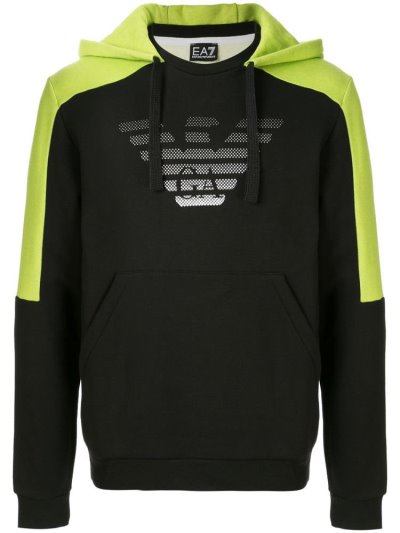 Ea7 Emporio Armani Contrast Logo Hoodie Herren Schwarz | OII3OIG2