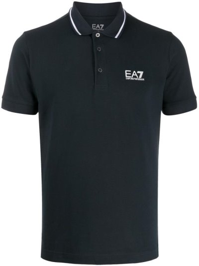 Ea7 Emporio Armani Contrast Trim Polo Hemd Herren Blau | 3VLUFMC3