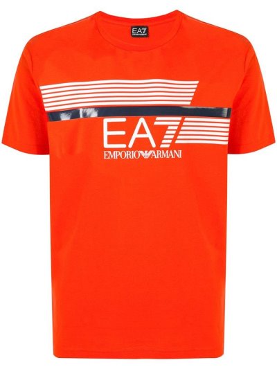 Ea7 Emporio Armani Crew Neck Lines Print Bomberjacke Herren Orange | 357C5IFX