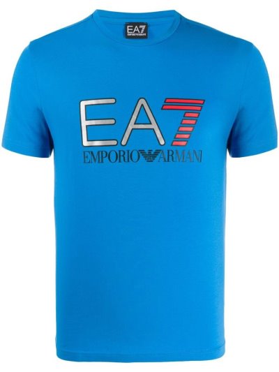 Ea7 Emporio Armani Crew Neck Logo Printed Bomberjacke Herren Blau | XCRQNC3K