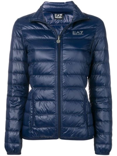 Ea7 Emporio Armani Fitted Puffer Jacket Jacke Damen Blau | VK3F2QCF