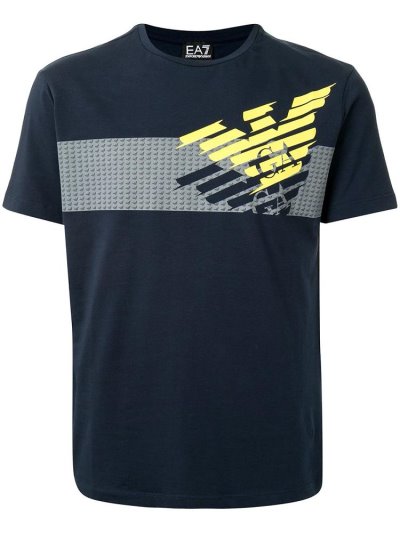 Ea7 Emporio Armani Kurzes Sleeve Logo Print Bomberjacke Herren Blau Mehrfarbig | P88GNPZN