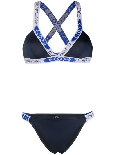 Ea7 Emporio Armani Logo Band Bikini Damen Blau | SLOR20GI