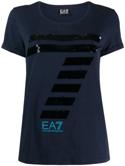 Ea7 Emporio Armani Logo Bomberjacke Damen Blau | BCW7DNQ4