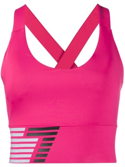 Ea7 Emporio Armani Logo Cross Back Sports Bra Bomberjacke Damen Rosa | LZB28L1Z