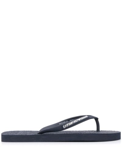 Ea7 Emporio Armani Logo Embossed Flip Flops Damen Blau | 76MD6Q42