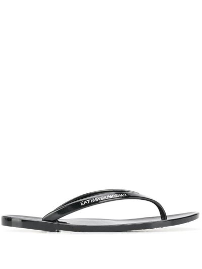 Ea7 Emporio Armani Logo Flip Flops Damen Schwarz | KJ27GDPV
