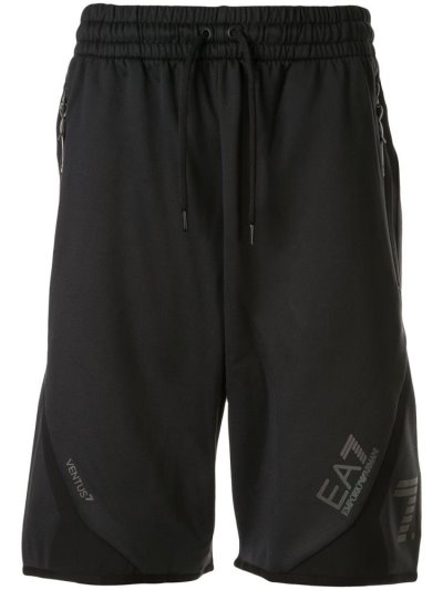 Ea7 Emporio Armani Logo Jersey Kurze Hose Herren Schwarz | QNO7FQBE