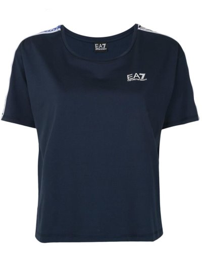 Ea7 Emporio Armani Logo Kurzes Sleeve Oberteile Damen Blau | VZ3RIDMD