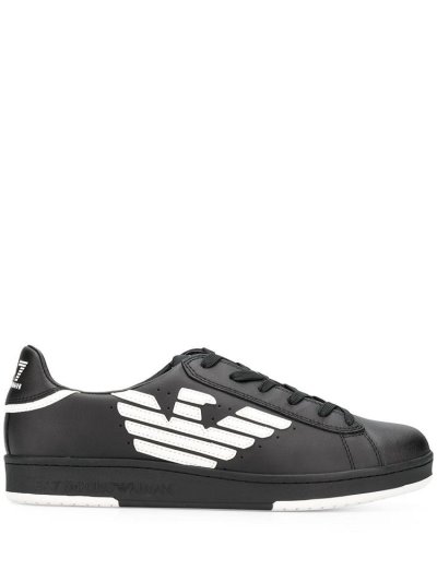 Ea7 Emporio Armani Logo Low Top Sneakers Damen Schwarz Weiß | RL9TNSW5