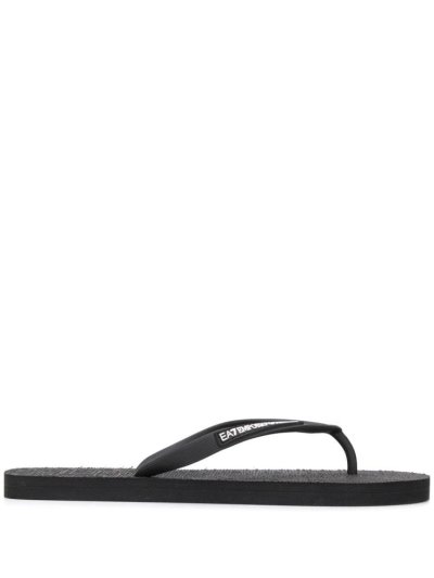Ea7 Emporio Armani Logo Patch Flip Flops Damen Schwarz | ME4HV3TE