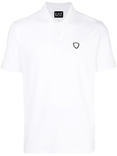 Ea7 Emporio Armani Logo Patch Polo Hemd Herren Weiß | JMFAQTQ3
