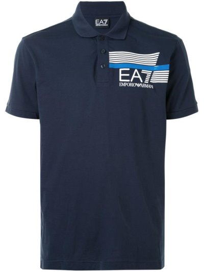 Ea7 Emporio Armani Logo Polo Hemd Herren Blau | UT61IB6V