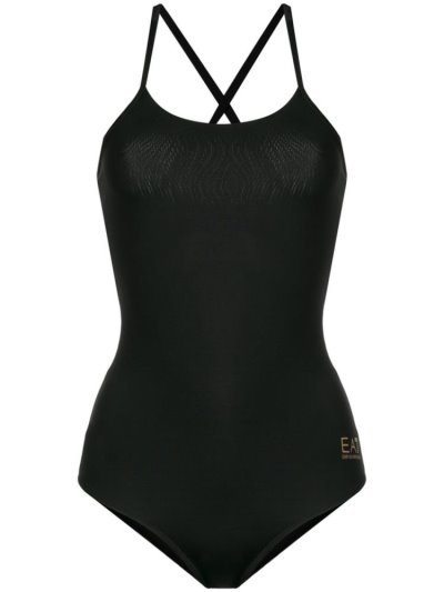 Ea7 Emporio Armani Logo Print Badeanzüge Damen Schwarz | GA188Q41