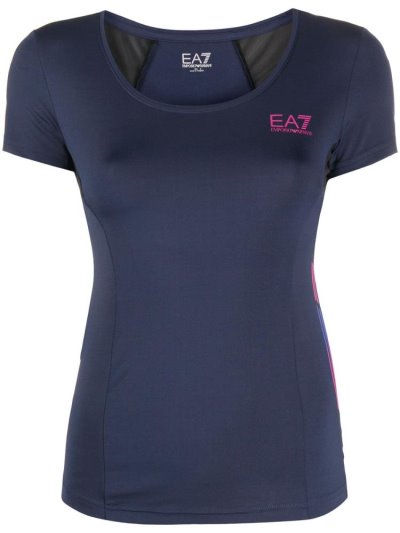 Ea7 Emporio Armani Logo Print Bomberjacke Damen Blau | 4WKVL6Z8