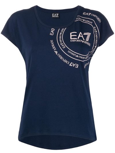 Ea7 Emporio Armani Logo Print Bomberjacke Damen Blau | ZNYFDSWM
