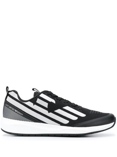 Ea7 Emporio Armani Logo Print Low Top Sneakers Damen Schwarz | UXCZ7UN1