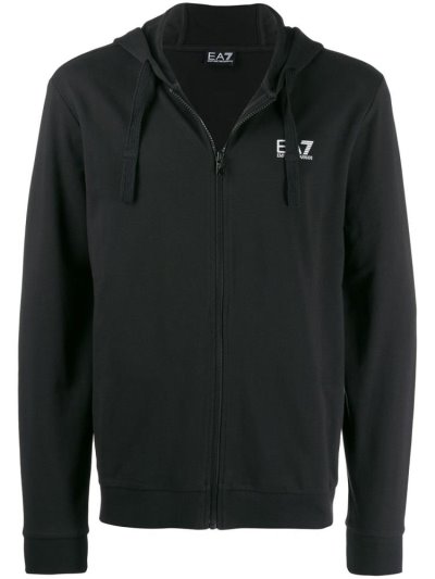 Ea7 Emporio Armani Logo Print Mit Kapuze Jacke Herren Schwarz | CLSE0VBR