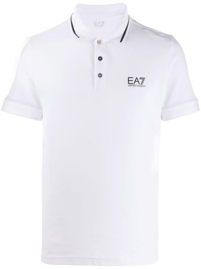 Ea7 Emporio Armani Logo Print Polo Hemd Herren Weiß | T7GLM61K