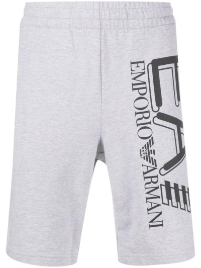 Ea7 Emporio Armani Logo Print Pull On Lauf Shorts Kurze Hose Herren Grau | MM9SST5D