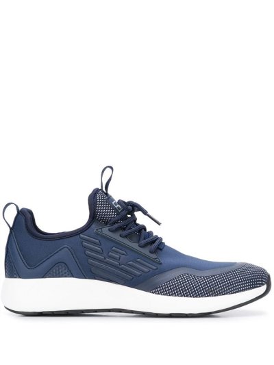Ea7 Emporio Armani Logo Print Sneakers Damen Blau | HFAPV8FS