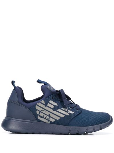 Ea7 Emporio Armani Logo Print Sneakers Damen Blau | K52CHYIP