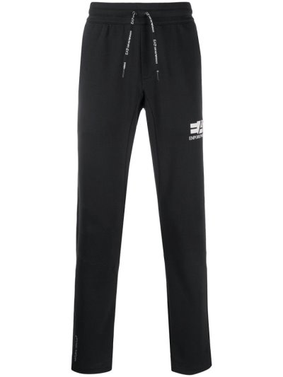 Ea7 Emporio Armani Logo Print Track Hose Herren Schwarz | EHEIZAPJ