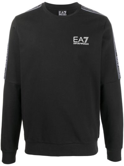 Ea7 Emporio Armani Logo Stripe Sweatshirts Herren Schwarz | R9TX1J0G