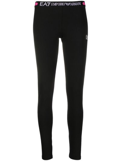 Ea7 Emporio Armani Logo Waistband Leggings Damen Schwarz | W8RHLGOG