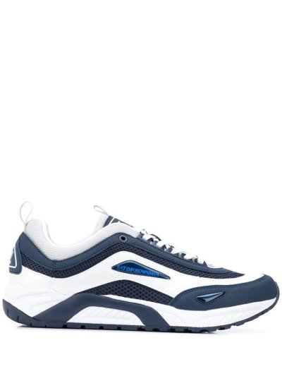 Ea7 Emporio Armani Low Top Contrast Panel Sneakers Herren Blau Grau | 7F7AJYH4