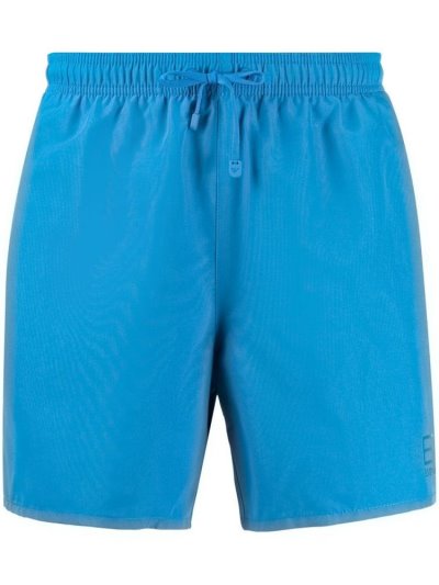 Ea7 Emporio Armani Metallic Logo Print Swim Shorts Herren Blau | D1AC34N1
