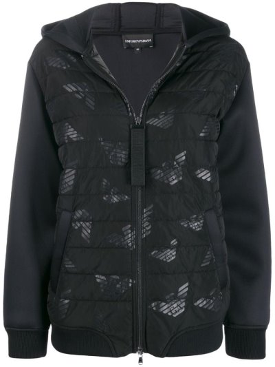 Ea7 Emporio Armani Mit Kapuze Padded Jacket Jacke Damen Schwarz | P0VI6DYG
