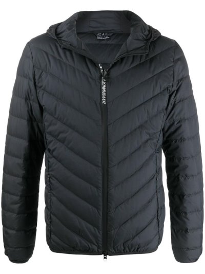 Ea7 Emporio Armani Padded Logo Patch Jacke Herren Blau | WQL2AVVV