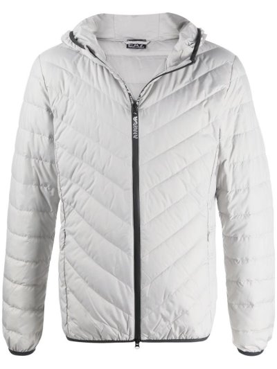 Ea7 Emporio Armani Padded Logo Patch Jacke Herren Grau | XUY9WPSE