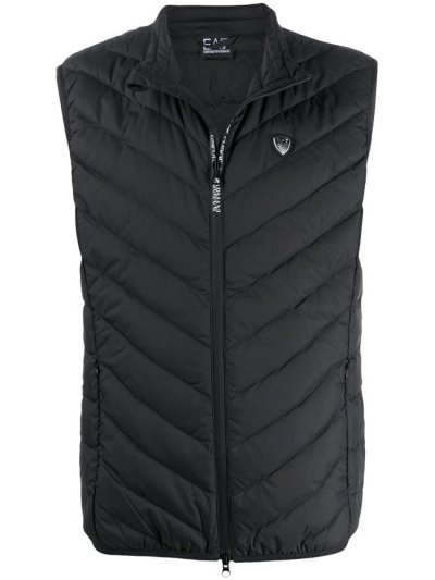 Ea7 Emporio Armani Padded Logo Plaque Gilet Weste Herren Schwarz | 6DW03S09