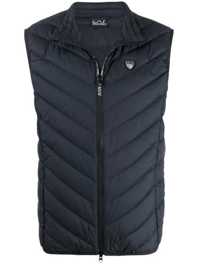 Ea7 Emporio Armani Padded Logo Plaque Gilet Weste Herren Blau | RWKQ2A0R