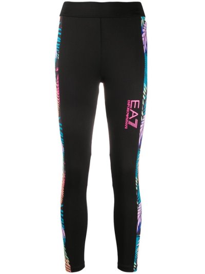 Ea7 Emporio Armani Palm Print Track Hose Damen Schwarz | JMPUQIXB