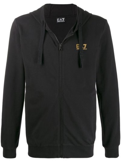 Ea7 Emporio Armani Printed Logo Hoodie Herren Schwarz | ZRF3AD83