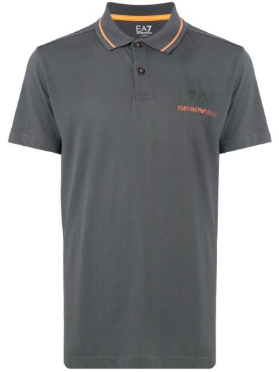 Ea7 Emporio Armani Printed Logo Polo Hemd Herren Grau Orange | HVOO89XF