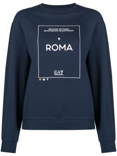 Ea7 Emporio Armani Roma Crew Neck Sweatshirts Damen Blau | 8V18C0U8