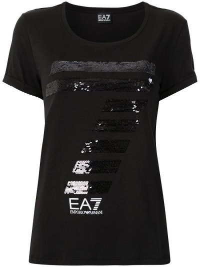 Ea7 Emporio Armani Sequinned 7 Logo Bomberjacke Damen Schwarz | TB3ORR8X
