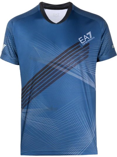 Ea7 Emporio Armani Sports Printed Bomberjacke Herren Blau | AR6LSJ67