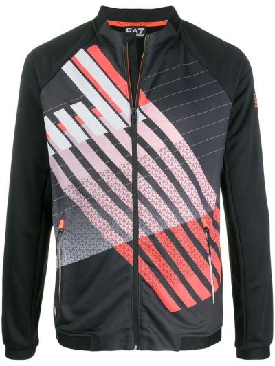 Ea7 Emporio Armani Striped Zip Up Sweatshirts Herren Schwarz | RFZUTPS0