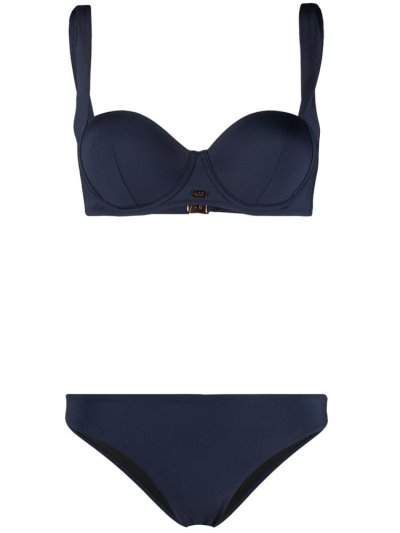 Ea7 Emporio Armani Studded Logo Bikini Damen Blau | JDHF0IYM