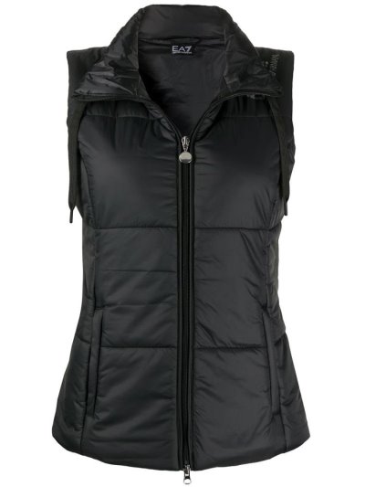 Ea7 Emporio Armani Zipped Padded Gilet Weste Damen Schwarz | O477M3DB