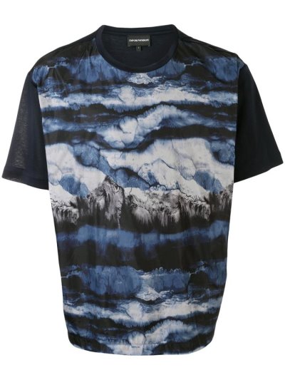 Armani Emporio Abstract Print Bomberjacke Herren Blau | VT6NUT1C